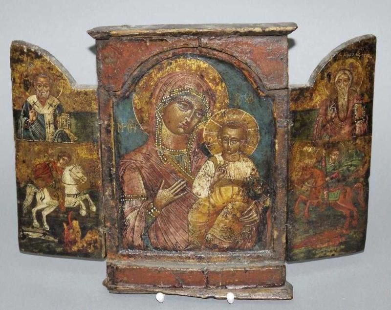 Triptychon mit der Gottesmutter Hodegetria, Griechenland, 17. Jh. Schätzpreis: 	2.500 - 2.800 EUR