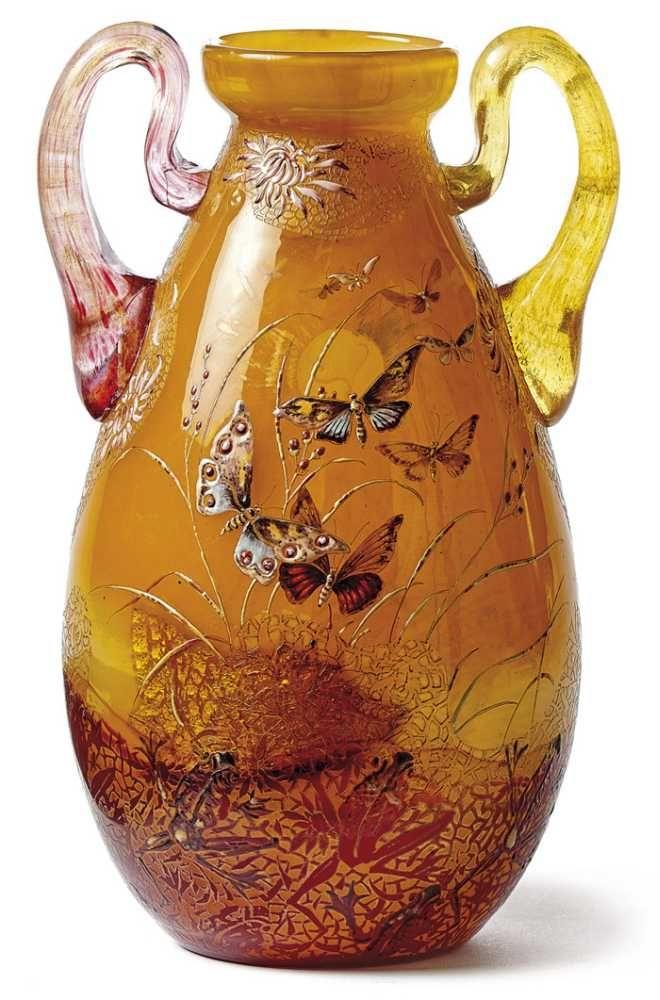 Seltene Zierhenkelvase Emile Gallé, Nancy - um 1896/97, Schätzpreis:	5.000 EUR