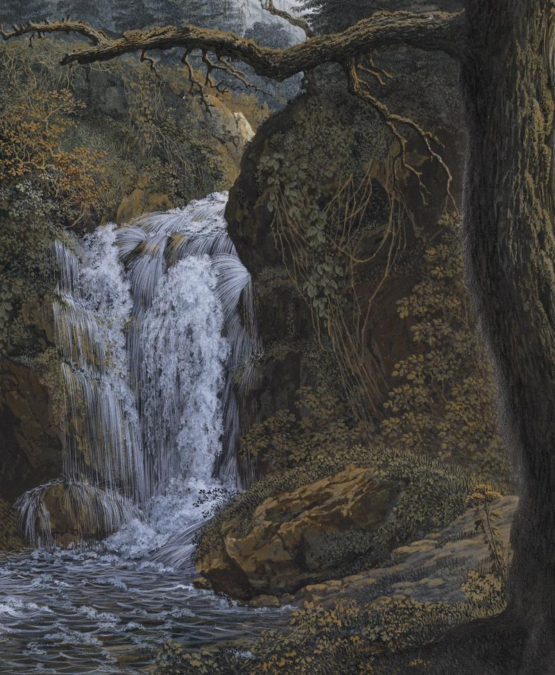 Carl Philipp Fohr (1795-1818) Der Wasserfall von Geroldsau, genannt die Bütte, Winter 1814/1815 Gouache, Aquarell, Deckwei. über Spuren von Bleistift, 188 x 155 mm Privatsammlung Foto: Johannes von Mallinckrodt, London