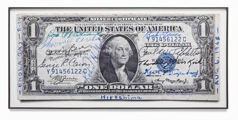 Gert Jan Kocken 1 Dollar Silver Certificate signed by the crew of the B-29 Superfortress Enola Gay  Digitalprint auf Barytpapier 210 x 100 cm