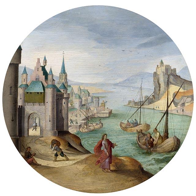 ABEL GRIMMER (ca. 1570 Antwerp 1620). Fünf Allegorien der Monate Februar, März, April, Oktober und Dezember. Öl auf Holz. Je D 25 cm. Verkauft für CHF 745 000.