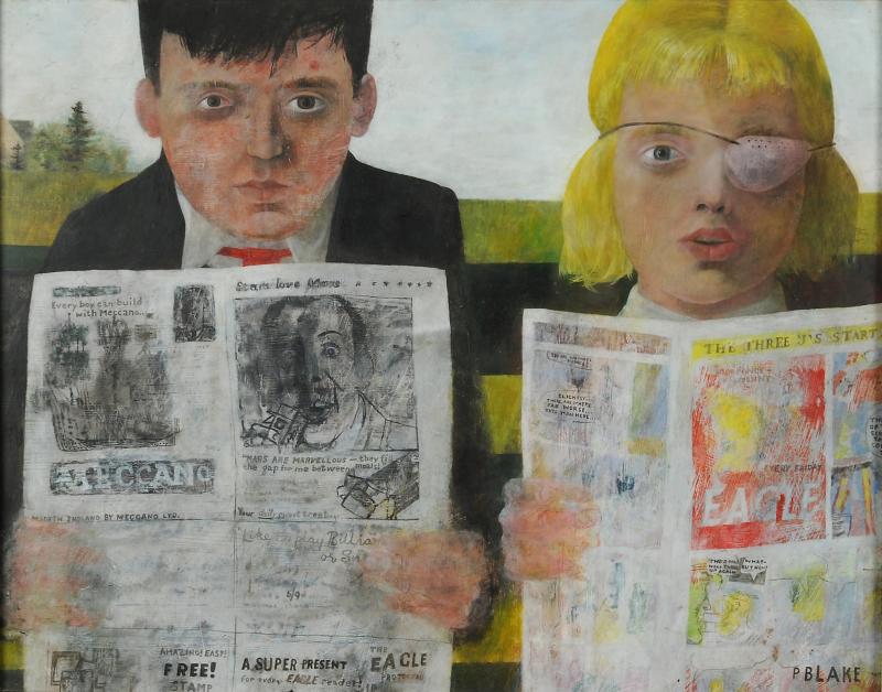 Peter Blake, CHILDREN READING COMICS, 1954, Öl auf Hartfaserplatte, 36,7 x 47,1 cm, Tullie House Museum and Art Gallery Trust, Carlisle,© VG Bild-Kunst, Bonn 2016.