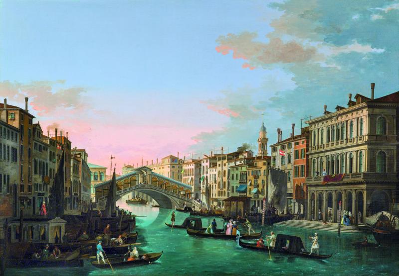 Giuseppe Bernardino Bison (1762-1844) Der Canal Grande mit der Rialtobrücke in Venedig, Öl auf Leinwand, 68 x 97 cm  Schätzwert € 180.000 - 220.000