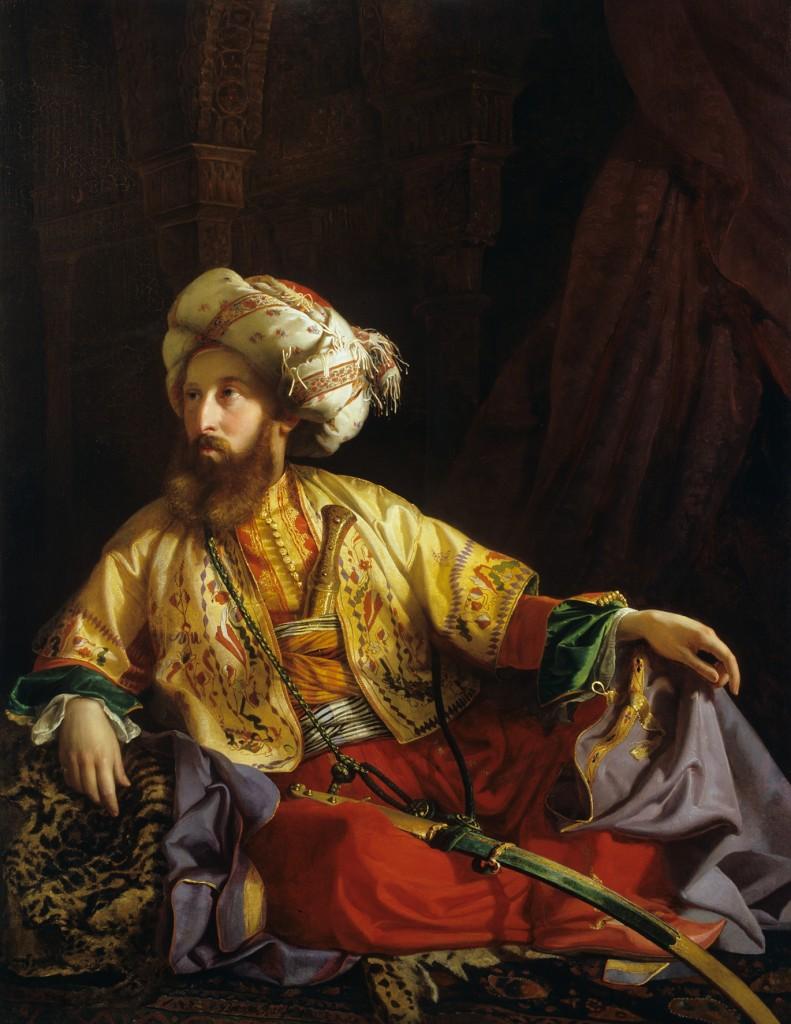 József Borsos, Der Emir vom Libanon (Porträt von Edmund Graf Zichy), 1843 © Szépművészeti Múzeum/ Museum of Fine Arts, Budapest, 2016, Foto: © Tibor Mester Öl auf Leinwand 154 × 119 cm