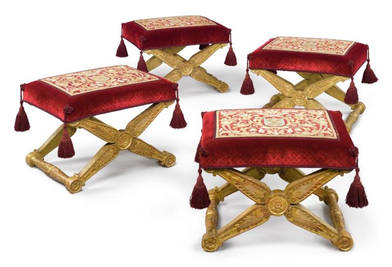 A Set of Four Empire Giltwood Pliants Early 19th century One Stamped Jacob d. R. Meslee Estimate $100/150,000