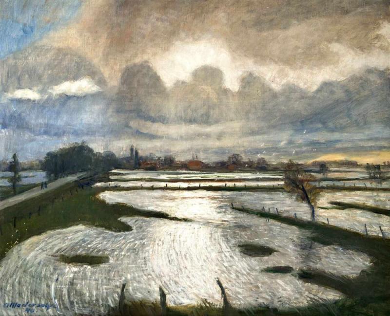 Modersohn, Otto. 1865 Soest - 1942 Rotenburg. "Überschwemmung". Öl/Lw. 1940. Signiert u. Mindestpreis:	16.000 EUR