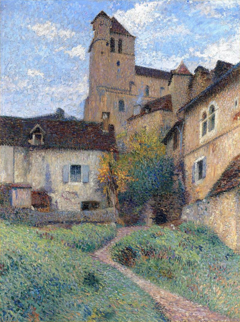 Henri Martin (1860 - 1943)  L'Eglise de Saint-Cirq-Lapopie   Trinity House Paintings