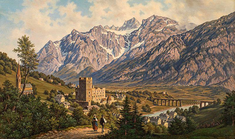 Hubert Sattler Blick auf Landeck in Tirol, 1889 Öl auf Leinwand; 46 × 76 cm, Aufrufpreis:	4.000 EUR