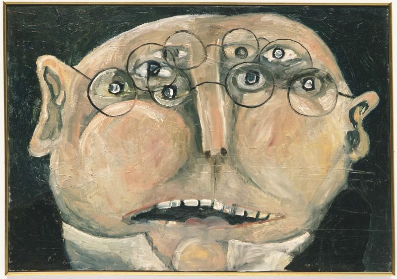 Tomi Ungerer L'Homme aux Lunettes, 1963 Der Mann mit Brille Öl auf Leinwand 64 x 91 cm,©Museum Würth