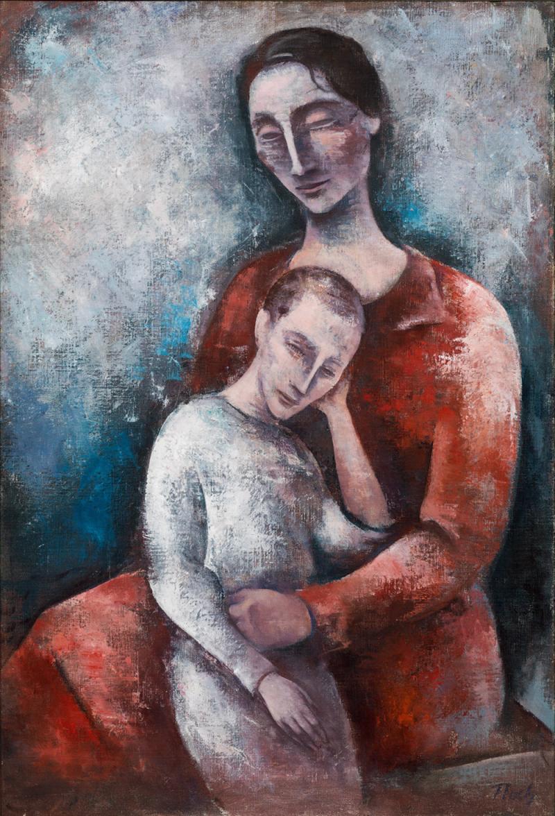 Josef Floch * (Wien 1894 - 1977 New York)  Mutter mit Kind, 1927/28 Öl auf Leinwand; 110,5 × 75 cm,  Meistbot € 220.000  (ohne Aufgeld)