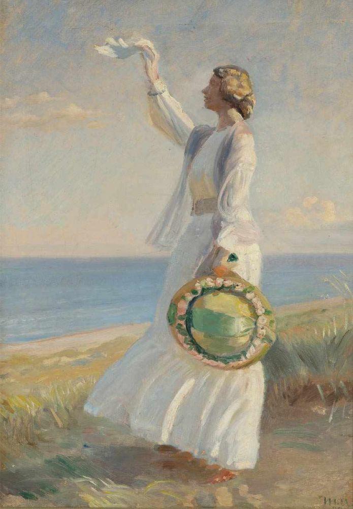 Michael Ancher 1849 Frigaard, Bornholm - 1927 Skagen - Marie Dinesen am Strand - Öl/Lwd. 65 x 46,3 cm. Aufrufpreis:	10.000 EUR