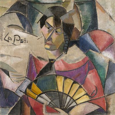 Marie Vassilieff Dame mit Fächer und Zeitung, 1910/1912 Öl auf Leinwand 60 x 60 cm Vladimir Tsarenkov's Collection, London