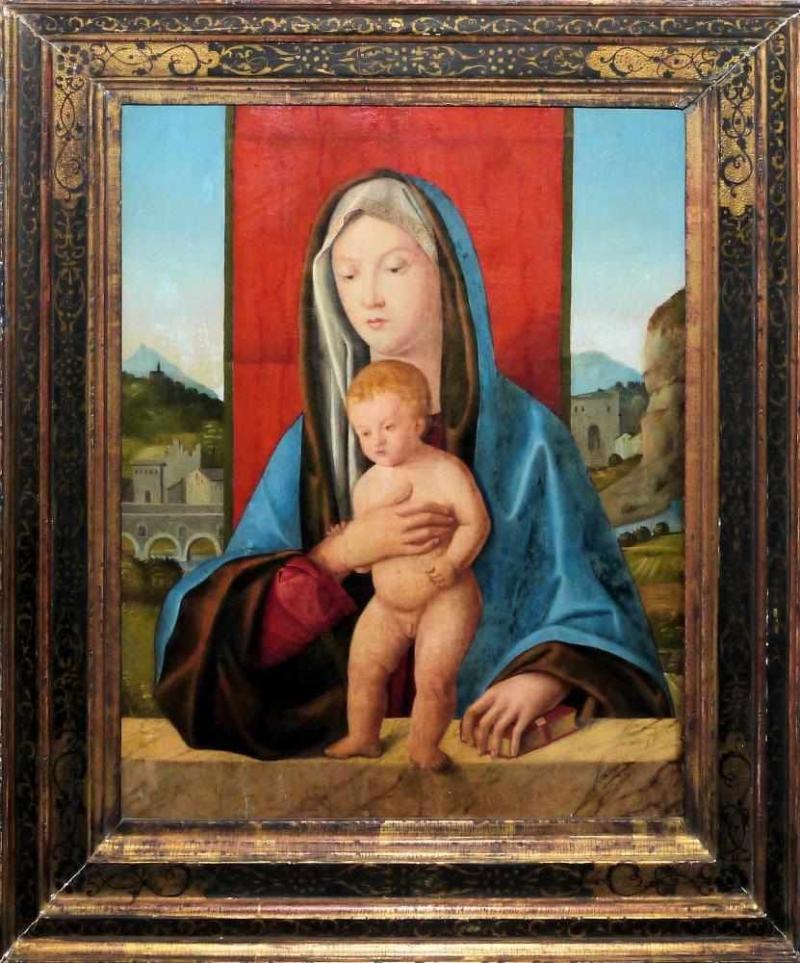 Giovanni Bellini – Werkstatt, Venedig um 1490, Tafelbild der Madonna mit Kind, Schätzpreis:	30.000 - 35.000 EUR