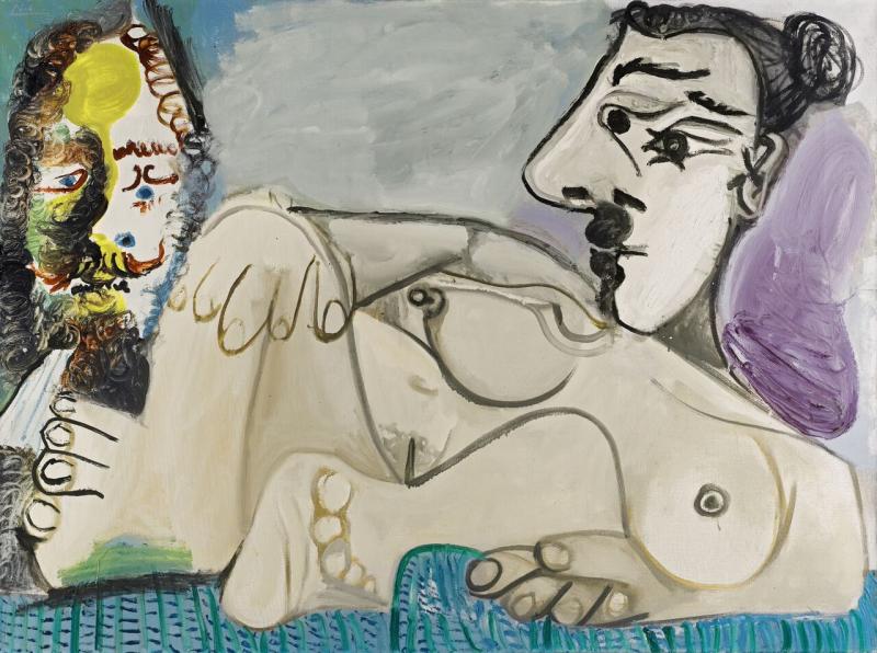 Lot 23, Pablo Picasso, Nu couché et tête d'homme