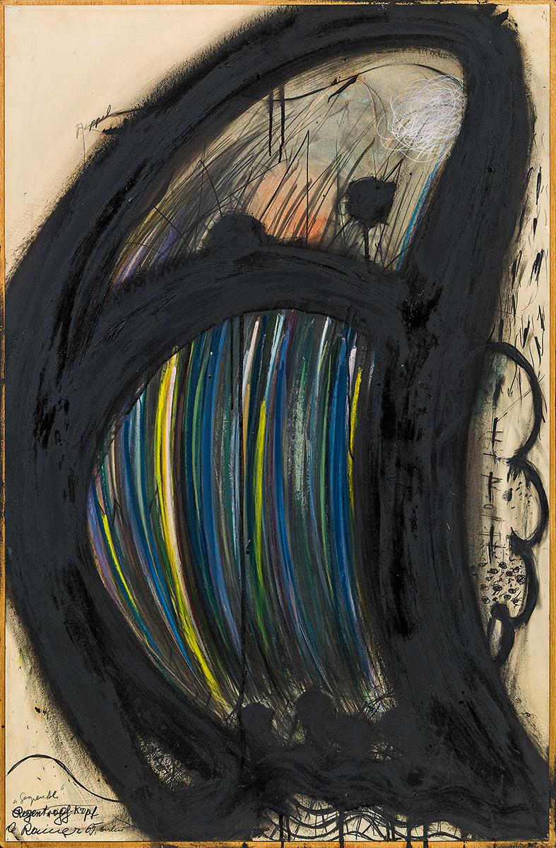 Arnulf Rainer (Baden 1929 geb.) Regentropf-Kopf (Gespenstl), 1965 Mischtechnik auf Karton auf Holzplatte; 101 × 66,4 cm EUR 35.000-70.000