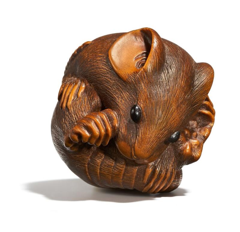 Netsuke: Kugelratte Japan | Buchsbaum B. 3,9cm | Zustand A Taxe: 1.500 – 2.000€