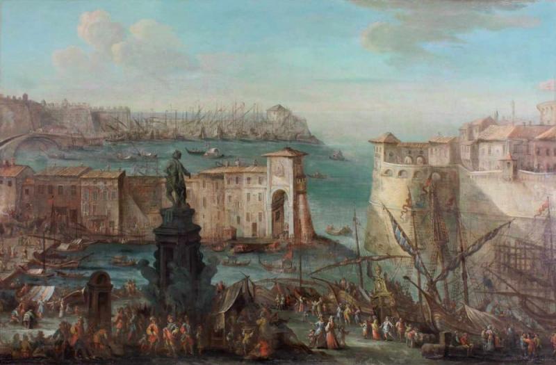 Poli, Gherardo (Florenz 1674-1739 Pisa) und Giuseppe (Florenz 1700 - 1767 Pisa), zugeschrieben, "Der alte Hafen von Livorno/Vedute (di fantasia) del Porto di Livorno",  Mindestpreis:	8.000 EUR