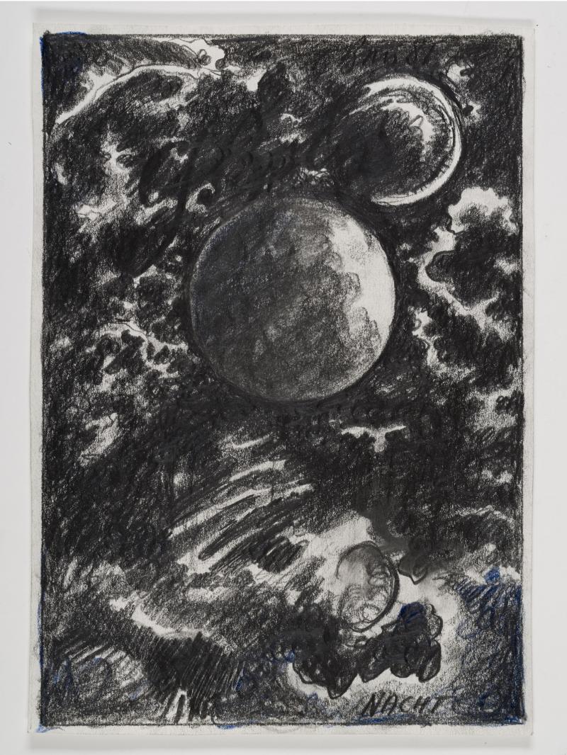 Günter Brus, Nacht, 1970er-Jahre, Bleistift und Buntstift auf Papier, 29,5 x 21 cm, Privatsammlung, Foto: Universalmuseum Joanneum/N. Lackner