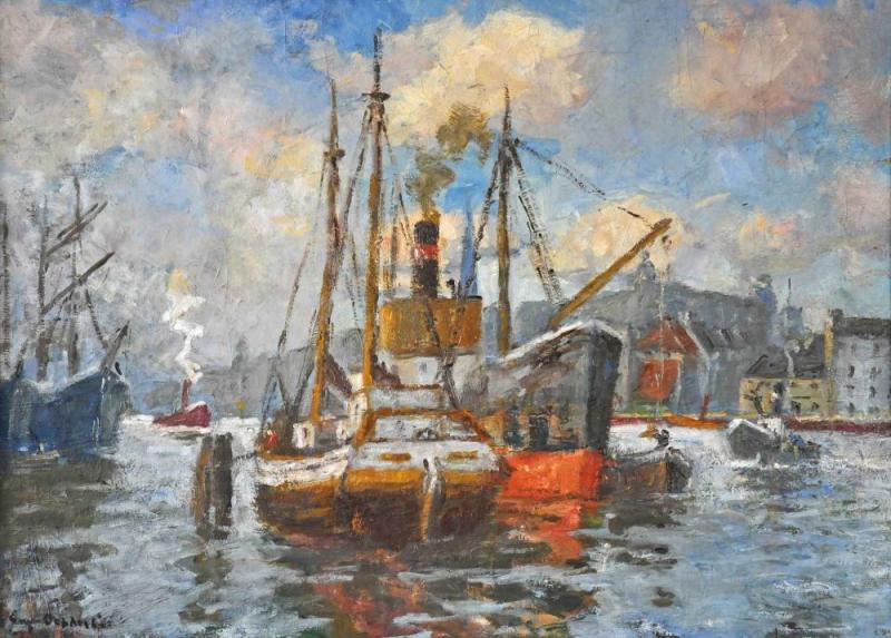 DEKKERT Eugène (1865 Settin - 1956 Garmisch- Partenkirchen) "Schiffe im Hafen", Mindestpreis:	500 EUR