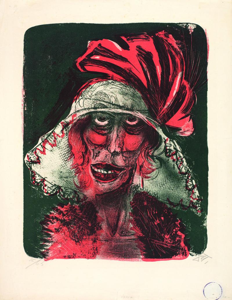 Otto Dix Leonie, 1923 Farblithografie auf geripptem Papier Kunstmuseum Bern, Legat Cornelius Gurlitt 2014, Provenienz in Abklärung / aktuell kein Raubkunstverdacht © 2017, ProLitteris, Zurich Foto: © Kunstmuseum Bern