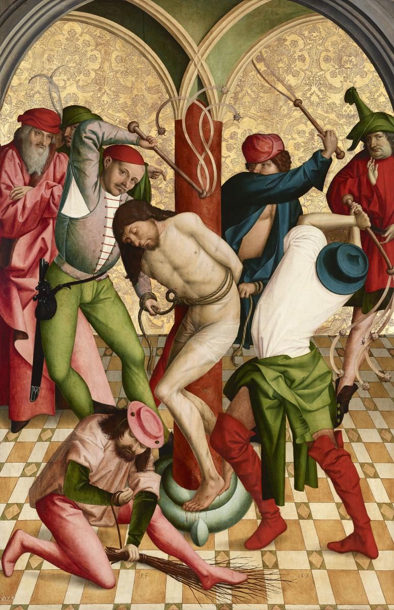 Rueland Frueauf d. Ä., Geißelung Christi, 1491 © Belvedere, Wien Malerei auf Fichtenholz 208,3 x 134,6 cm