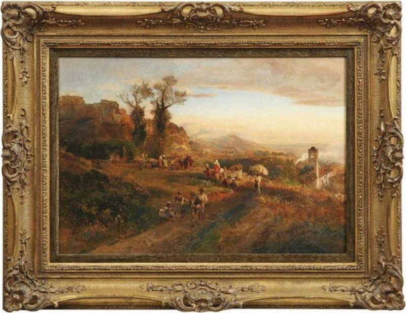 Achenbach, Oswald Erntearbeiter bei der Rast in italienischer Landschaft, Schätzpreis:	8.000 EUR