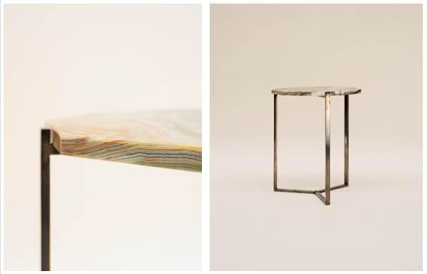 Pivot T82: The Pivot 82 side table also includes an alternative piece in collaboration with Amsterdam based Collective Studio to create an onyx top.