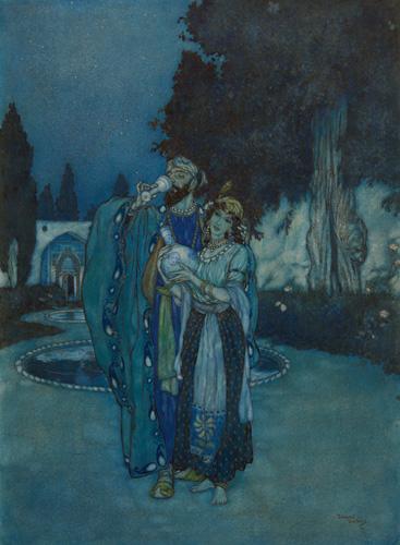 Dulac, Edmund "OH, PLAGUED NO MORE WITH HUMAN OR DIVINE" (FOR RUBÁIYÁT OF OMAR KHAYYAM) Estimate     20,000 — 30,000  GBP