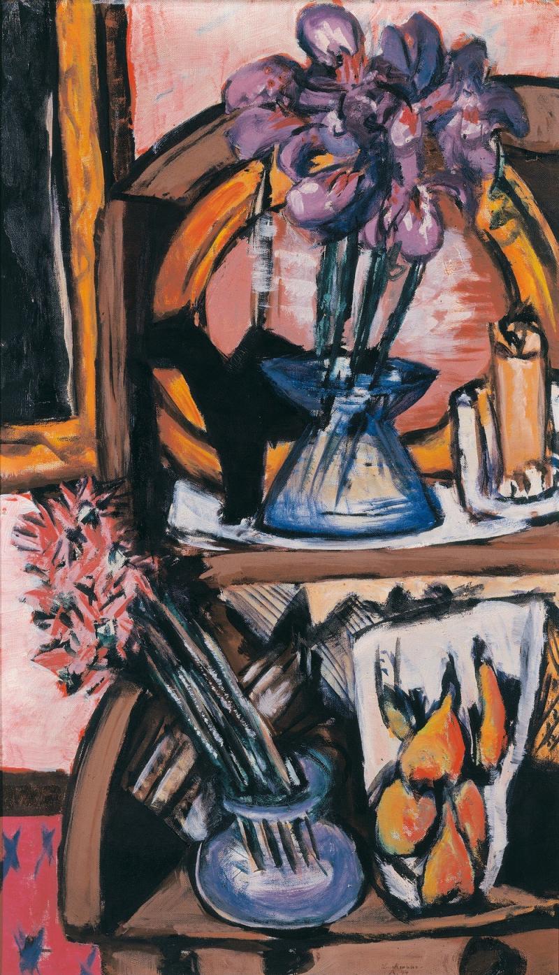 Max Beckmann, Stilleben mit zwei Blumenvasen, 1944 Öl auf Leinwand, 96 x 56,5 cm aus einer norddeutschen Privatsammlung