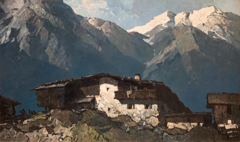 „Berghof“, Oskar Mulley, Öl auf Leinwand