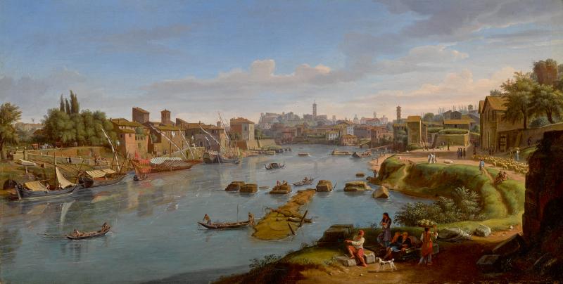 Lot 53 From The Collection Of J. E. Safra Gaspar van Wittel, called Vanvitelli Rome, A View Of The Port Of Ripa Grande signed with initials and dated on the stone lower right: G.W./1690 oil on canvas 20 1/4  by 39 3/4  in.; 51.5 by 101 cm. Estimate $800/1.2 million