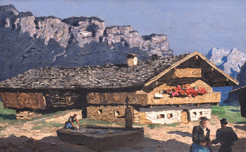 Alfons Walde (1891 - 1958) „Waidring“ Öl auf Karton, links unten signiert, rückseitig Originaletikett mit Betitelung und Datierung 1935, 42 x 67 cm © Kunsthandel Freller