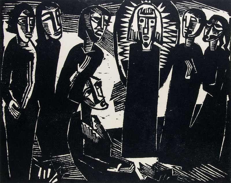 Schmidt-Rottluff, Karl.  (1884 Rottluff - 1976 Berlin). Christus unter den Frauen.  Schätzpreis:	2.200 EUR