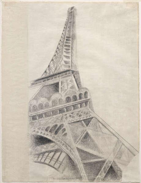 Robert Delaunay, La Tour Eiffel, 1926–1928 Bleistift Conté auf Papier, 62,3 x 47,5 cm Solomon R. Guggenheim Museum, New York. The Hilla Rebay Collection