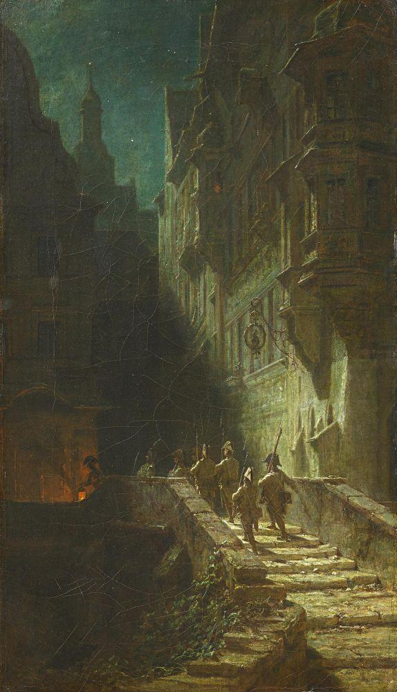 Carl Spitzweg Die Scharwache Öl auf Leinwand 54 x 31,5cm Ergebnis: 109.650 Euro