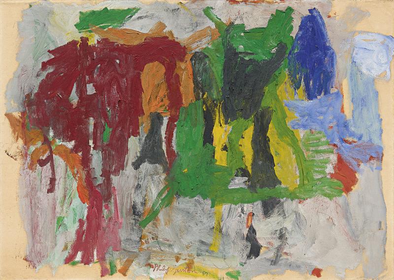 Philip Guston, ohne Titel, 1957, Öl auf Papier auf Hartfaserplatte, 63,5 x 88,9 cm, erzielter Preis € 470.860