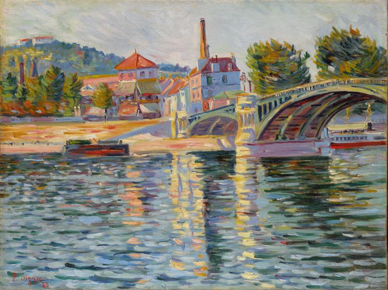 Lot 113 Property from an Important Pennsylvania Collection Paul Signac Le Pont de Suresnes Signed P. Signac and dated 83 (lower left) Oil on canvas 18 1/8 by 24 in. 46 by 61 cm Painted in 1884. Estimate $700,000/$1 million