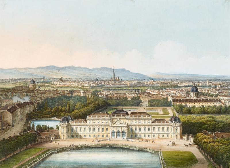 Franz Xaver Joseph Sandmann nach Jakob Alt, Wien aus dem Luftballon gesehen von Süden, 1847/50 Foto: Johannes Stoll © Belvedere, Wien