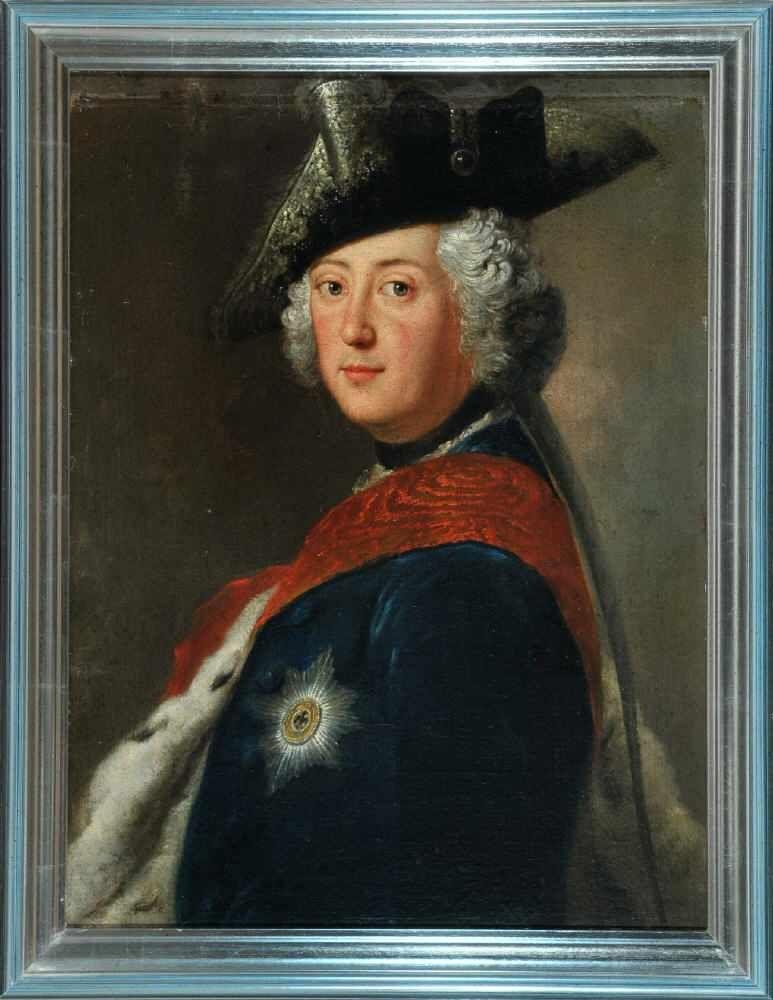 Portraitmaler, wohl 18. Jh. Öl/Lwd auf Hartfaser gez., 70 x 54 cm, " Portrait Friedrich der Große nach A. Pesne " Mindestpreis:	900 EUR