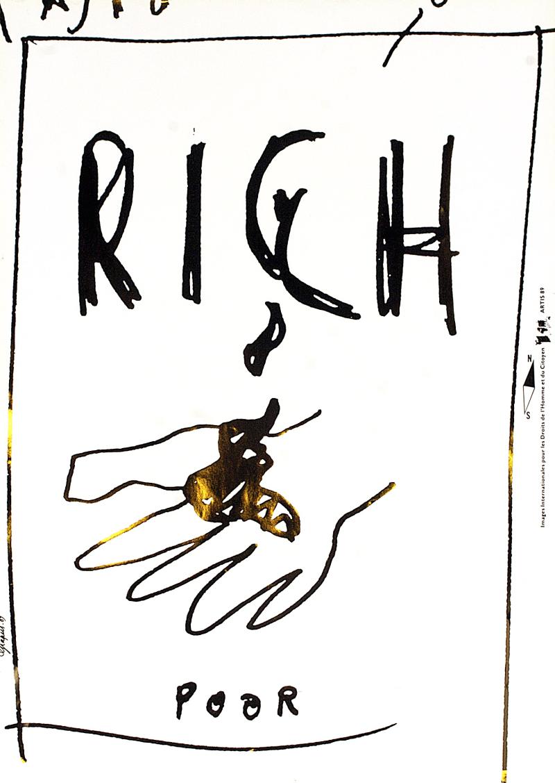 Grapus Plakat „Rich Poor“ 1989 Fonds Grapus / Archives de la Ville d’Aubervilliers © VG Bild-Kunst, Bonn 2018