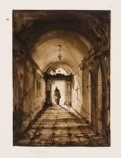 François-Marius Granet (1775-1849), A Monk in the Doorway of a Monastery Corridor, sold by Stephen Ongpin Fine Art