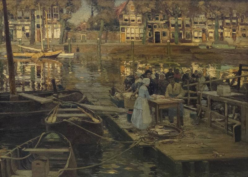 HEINRICH HERMANN (1862 Düsseldorf - 1942 ebenda), Fischmarkt in Dordrecht, Provenienz: Rheinische Privat-sammlung. Limit 5.000,- €