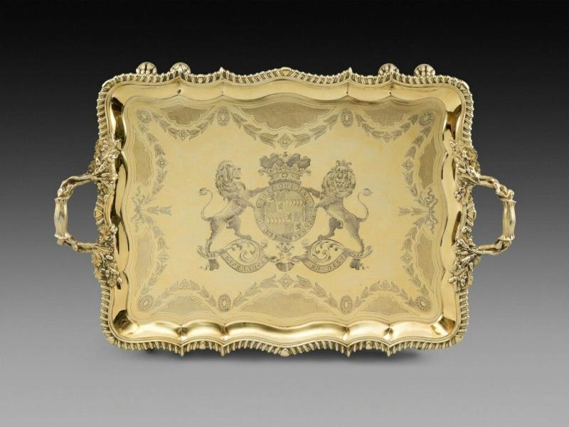 An important George IV tray silver-gilt London, 1823, maker’s mark of  Philip Rundell W. 80 cm Koopman Rare Art, London