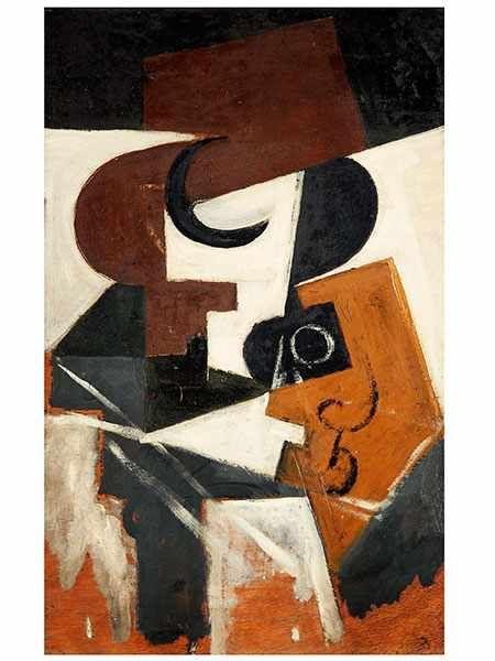 Juan Gris, 1887 Madrid "" 1927 Boulogne-sur-Seine COMPOTIER ET VERRE, 1916 Öl auf Holz. Parkettiert. 61 x 38 cm.  Schätzpreis:	2.300.000 - 3.500.000 EUR