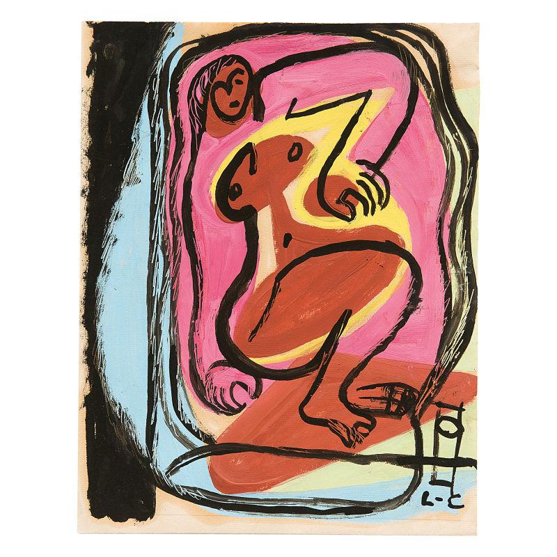 2036 Le Corbusier, d.i. Charles-Édouard Jeanneret-Gris  1887 La Chaux-de-Fonds - 1965 Roquebrune-Cap-Martin. «Femme nue allongée». 1951/52. Öl mit Grattage und Gouache auf (Vergé) Papier, auf Unterlagekarton montiert. U.r. monogr. Limit: 18000,- EUR