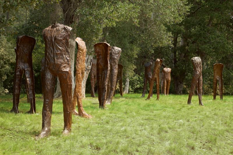 Lot 27 Magdalena Abakanowicz Caminando (20 Walking Figures) incised with the artist's signature, foundry mark and date 1998/99 on the interior of various figures  bronze, in 20 parts each figure: 68 1/2 x 27 1/2 x 19 3/4 in.; 174 x 69.9 x 50.2 cm Executed in 1998-1999, this work is unique.  Estimate $400/600,000 Sold for $471,000