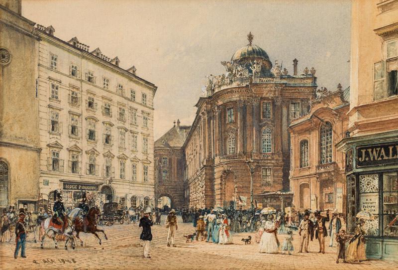 Rudolf von Alt (1812 – 1905) Hofreitschule und Altes Burgtheater am Michaelerplatz in Wien, 1848 Aquarell auf Papier 12,6 x 18,4 cm verkauft um: € 35.280