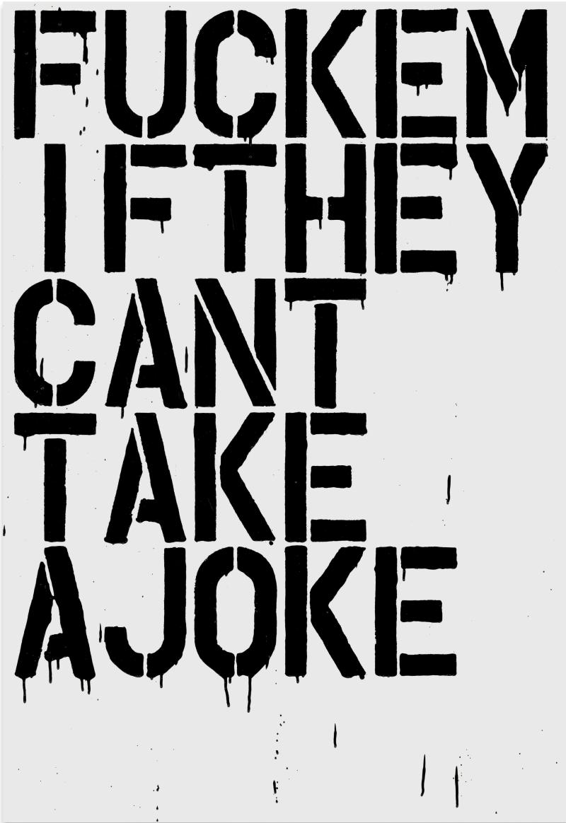 Lot 4 Christopher Wool: Two Masterworks from the Collection of Norah and Norman Stone  Christopher Wool  FUCKEM  signed, titled, dated 1992 and numbered S86 on the reverse enamel on aluminum 52 by 36 in. 132.1 by 91.4 cm. Estimate $6/8 million