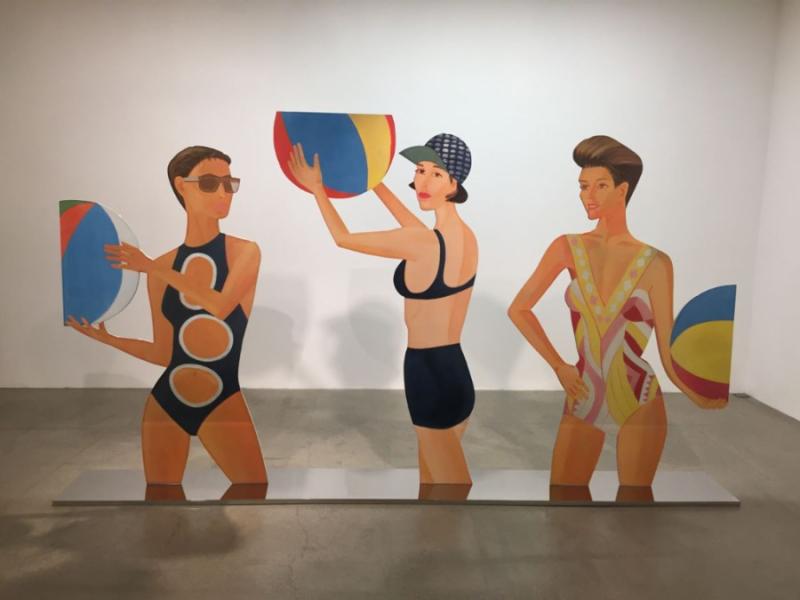 Alex Katz's cutout sculpture of three female bathers titled 'Chance'