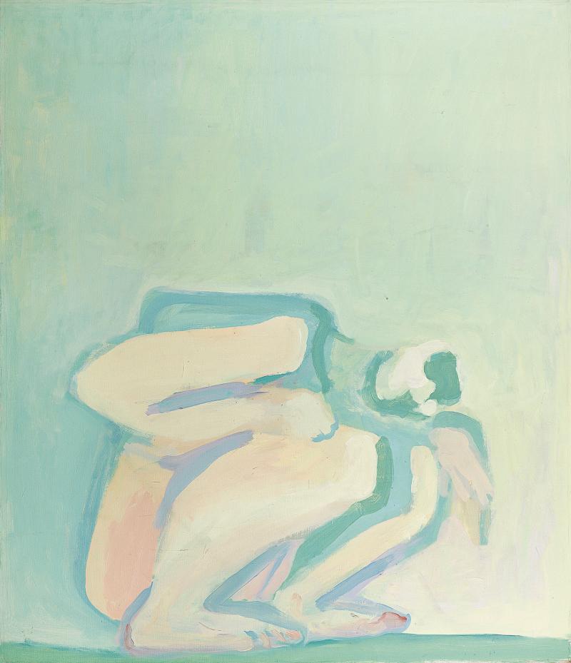 Maria Lassnig (1919 - 2014) Blasse Hockende, 1972, Öl auf Leinwand, 130 x 112 cm, Schätzwert € 130.000 - 250.000, Auktion 27. November 2018